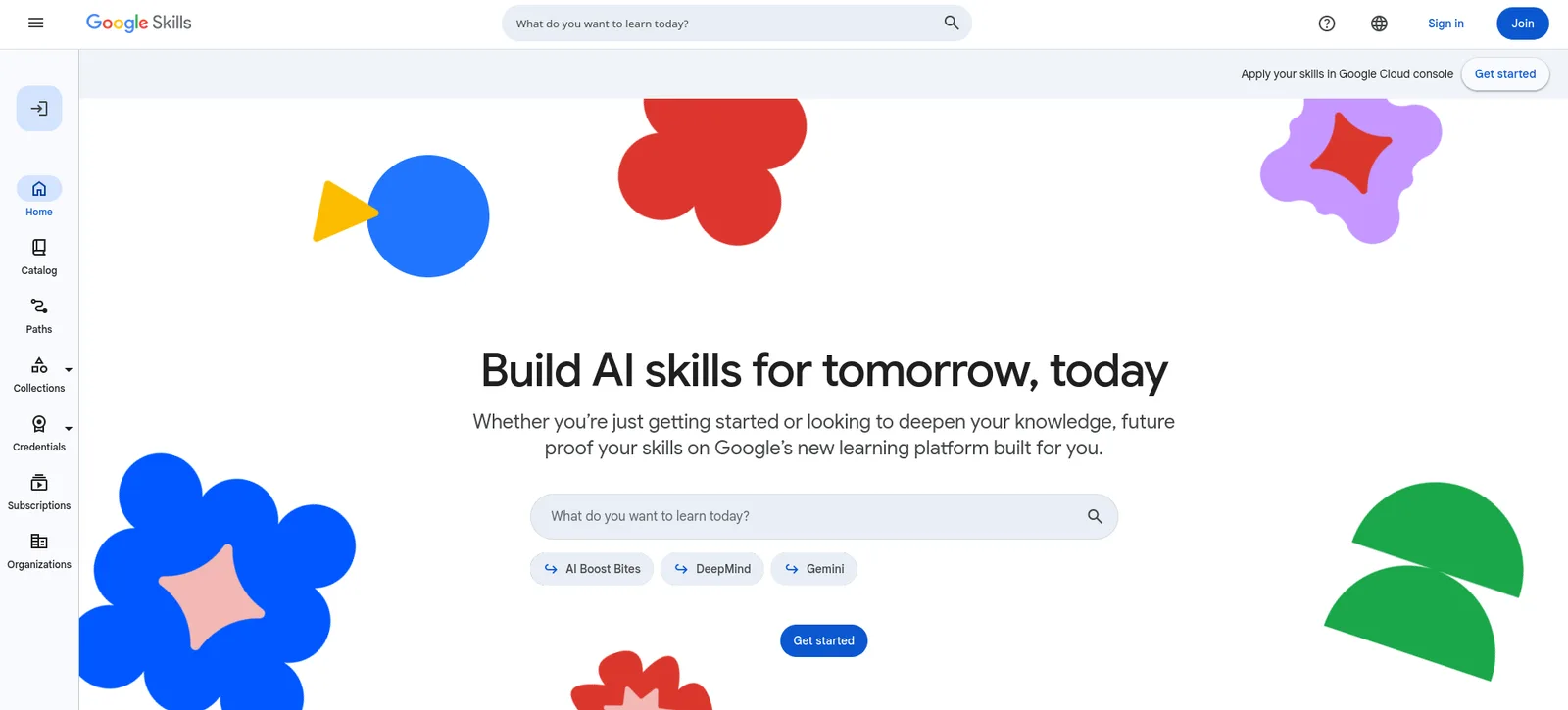 Google Skills homepage