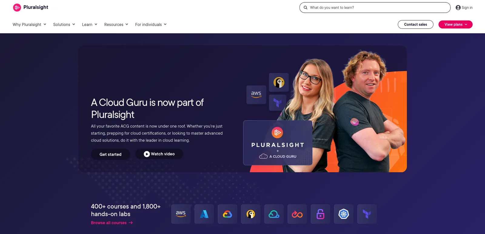 Pluralsight homepage