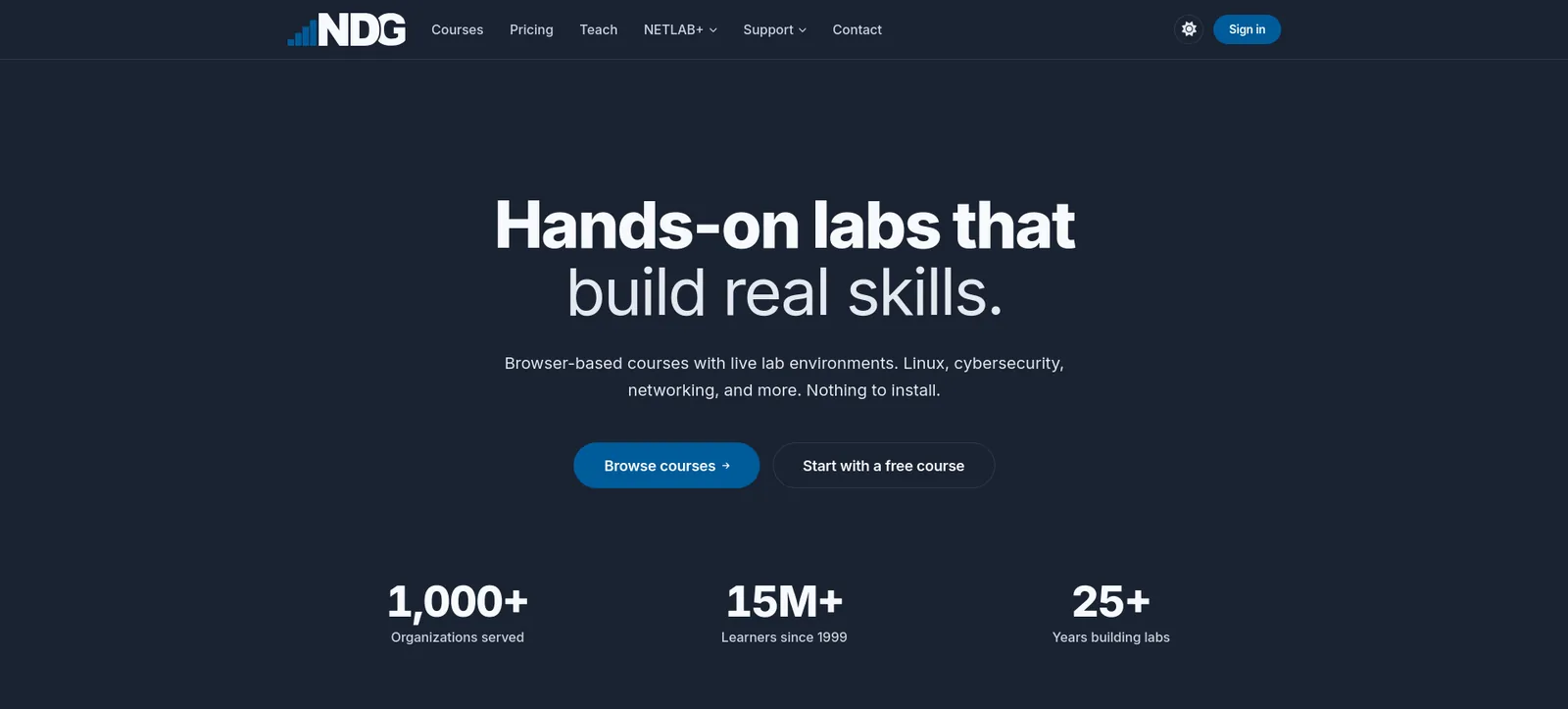 NDG NETLAB+ homepage