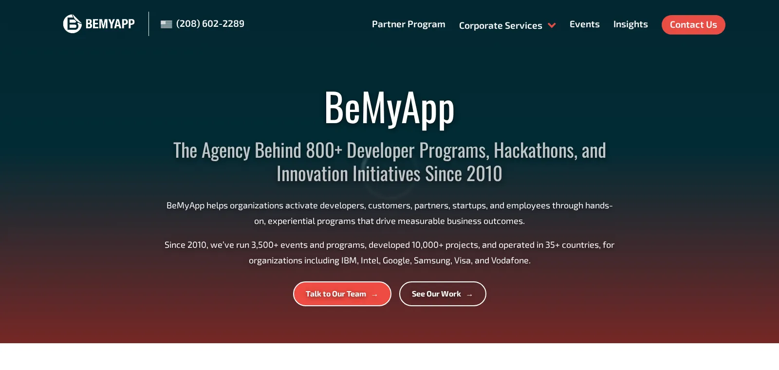 BeMyApp homepage