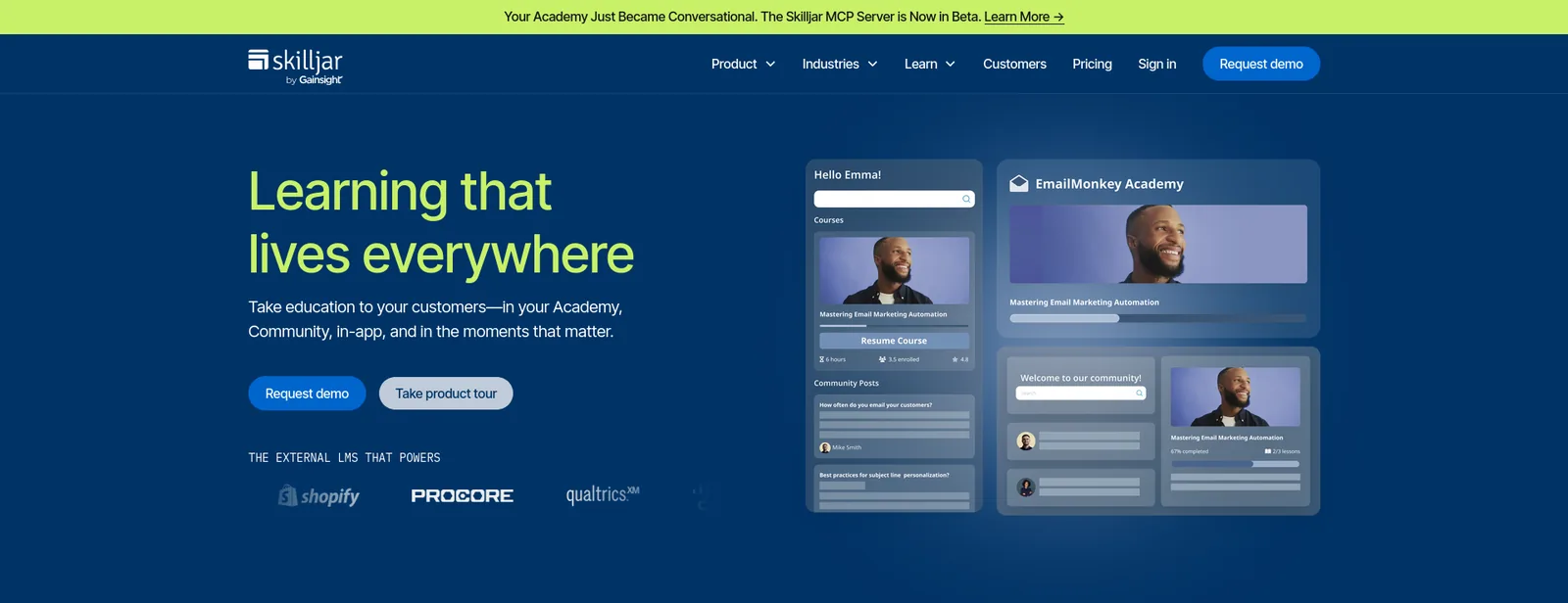 Skilljar by Gainsight homepage