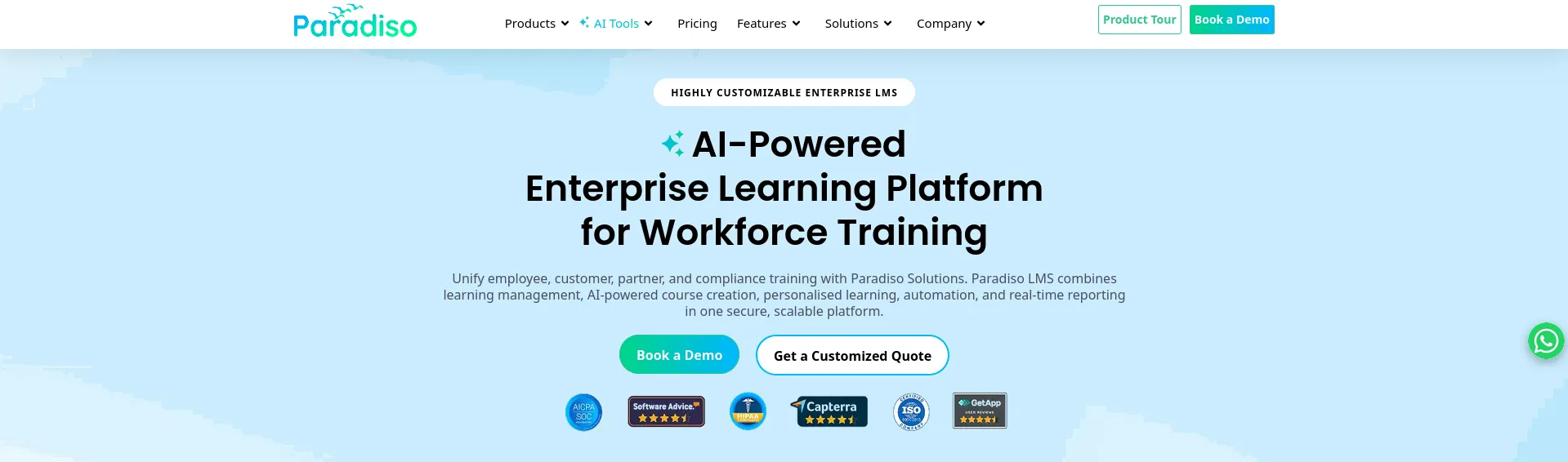 Paradiso LMS homepage