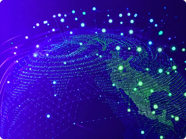 Digital globe with glowing global network connections